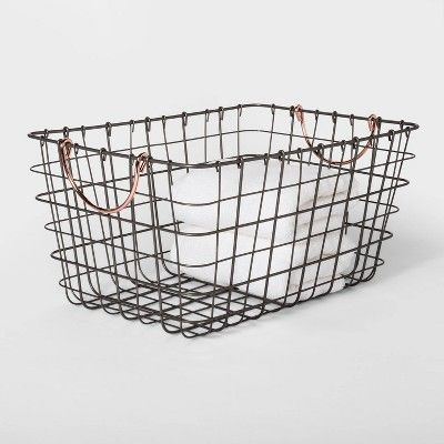 Photo 1 of 16" x 11" x 8" wire basket with handle grey/copper 