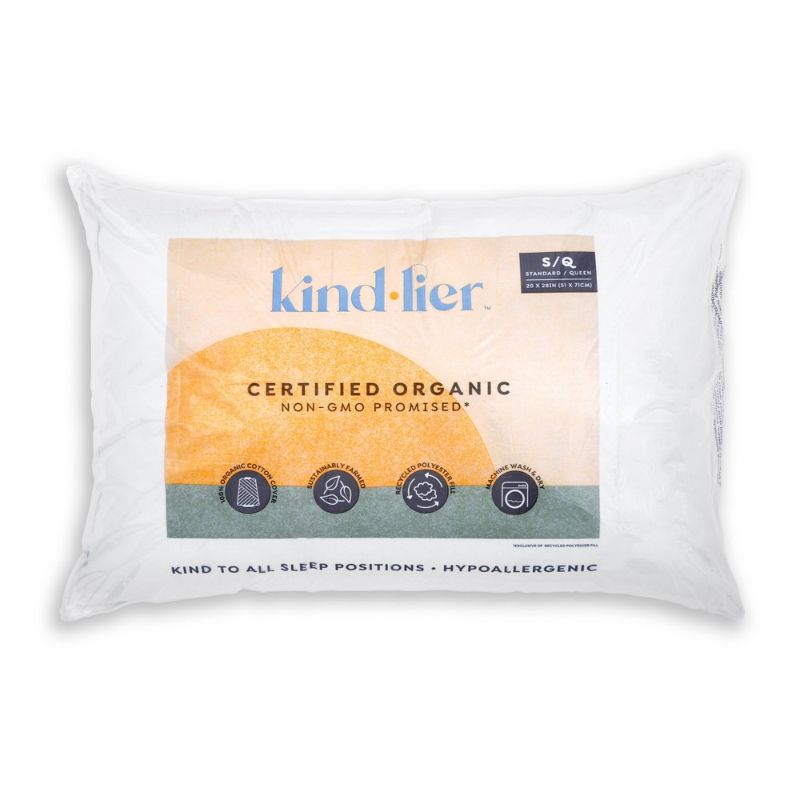 Photo 1 of 2 pk Standard/Queen 100% Organic Cotton Bed Pillow - Kindlier
