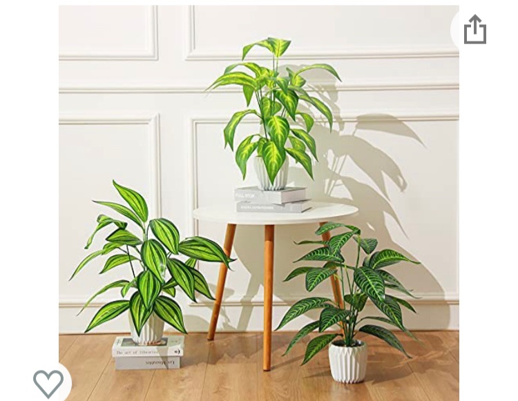 Photo 1 of 22" Fake Plants in White Pot - 3 Artificial Plants, Faux Plants Indoor and Artificial Decorative Plants, Fake Plant and Faux Plant for Indoor and Outdoor, Gift or Home Decor