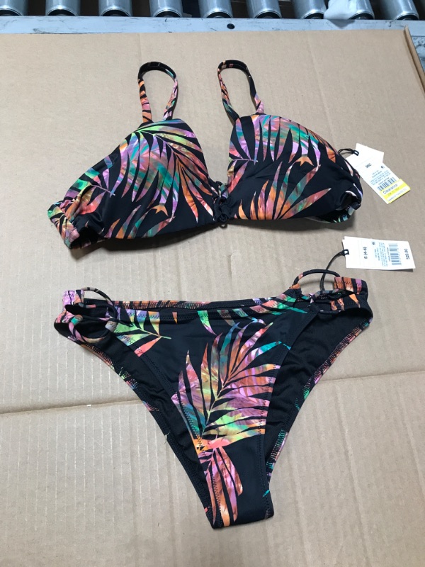 Photo 2 of **TOP AND BOTTOM - Women's Lightly Lined Strappy Front Detail Bikini Top - Shade & Shore™ Tropical Print- SMALL/ 36C
