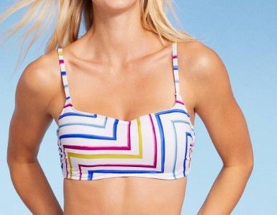 Photo 1 of 2 OF- Women's Light Lift Square Neck Bralette Bikini Top - Shade & Shore™ Multi Stripe SIZES 32B AND 34B 