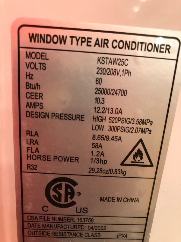 Photo 11 of PARTS ONLY UNABLE TO TEST 
Keystone - 350 Sq. Ft. 25,000 BTU Window Air Conditioner - White
