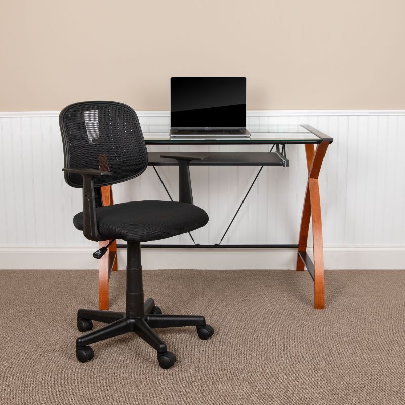 Photo 1 of Flash Furniture Fundamentals Pivot Mesh Back Office Swivel Chair in Black
