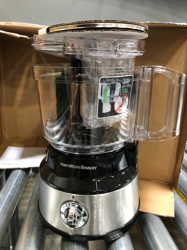 Photo 2 of ***DAMAGED***
Hamilton Beach Food Processor & Vegetable Chopper for Slicing, Shredding, Mincing, and Puree, 10 Cups - Bowl Scraper, Stainless Steel
