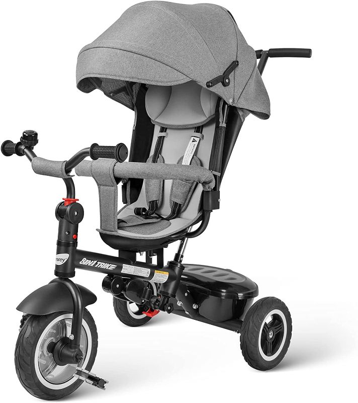 Photo 1 of (Incomplete - Parts Only) besrey Baby Tricycle 8 in 1,Trike for Toddlers Age 1-6,Tricycle with Push Handle for Kids, Boy Girl Outdoor Toy Bike, All Terrain Rubber Wheel, Reversible Seat(Gray)
