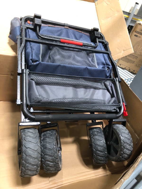 Photo 3 of (Used) MacSports WPP-100 Utility Wagon Outdoor Heavy Duty Folding Cart Push Pull Collapsible with All Terrain Wheels and Handle Portable Lightweight Adjustable Folded Cart Landscape Wagon

