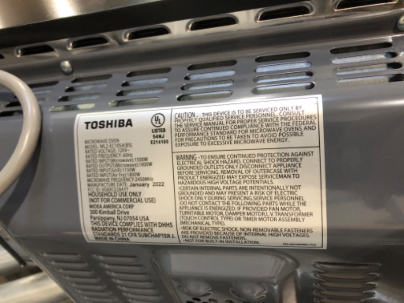 Photo 1 of TOSHIBA ML2-EC10SA(BS) 8-in-1 Countertop Microwave with Air Fryer Microwave Combo, Convection, Broil, Odor removal, Mute Function, 12.4" Position Memory Turntable with 1.0 Cu.ft, Black stainless steel
