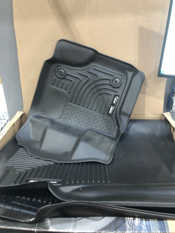 Photo 3 of Husky Liners Weatherbeater Series | Front & 2nd Seat Floor Liners - Black | 94041 | Fits 2015-2022 Ford F-150 SuperCrew Cab w/o Fold Flat Storage 3 Pcs
