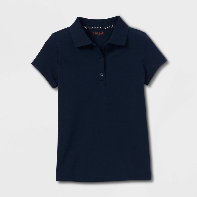 Photo 1 of 3 OF- Girls' Short Sleeve Pique Unifor Polo Shirt - Cat & Jack™- SIZE: XXL
