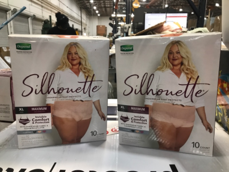 Photo 2 of 2 PACK: Depend Silhouette Incontinence Fragrance Free Underwear for Women with Maximum Absorbency - Pink X-Large 10 count 

