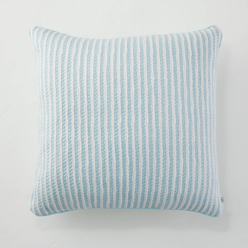 Photo 1 of 2 of -24" X 24" Ticking Stripe Indoor/Outdoor Square Throw Pillow - Hearth & Hand™ with Magnolia
