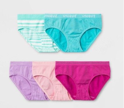 Photo 1 of 4 packs of 5 pairs: Girls' 5pk Unicorn Seamless Hipster - Cat & Jack™
Sizes Large & X-Large
