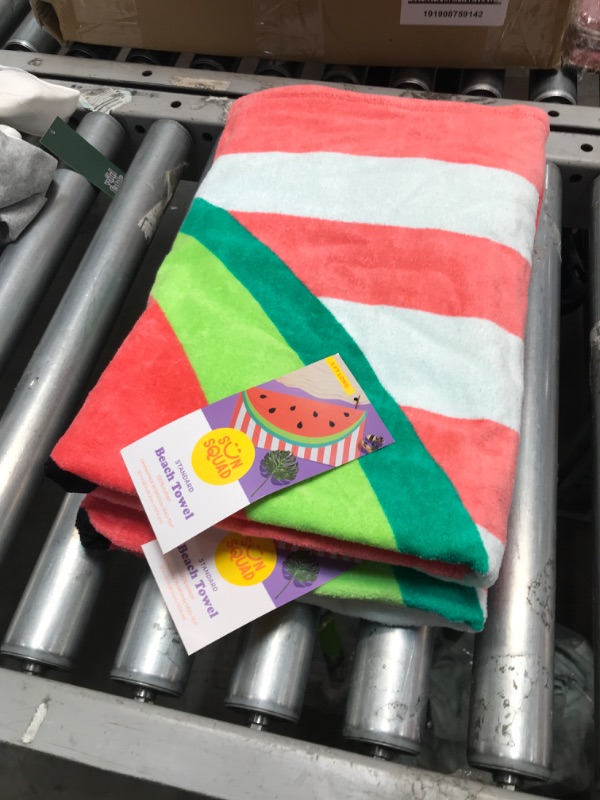 Photo 2 of 2 PACK: Watermelon Striped Printed Beach Towel Pink - Sun Squad™
