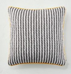 Photo 1 of 18" X 18" Ticking Stripe Indoor/Outdoor Square Throw Pillow - Hearth & Hand™ with Magnolia
