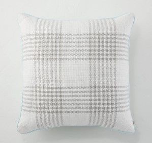 Photo 1 of 24" X 24" Plaid Indoor/Outdoor Square Throw Pillow /Cream - Hearth & Hand™ with Magnolia
