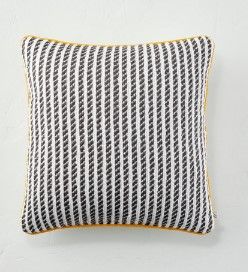 Photo 1 of 18" X 18" Ticking Stripe Indoor/Outdoor Square Throw Pillow - Hearth & Hand™ with Magnolia
