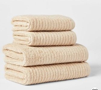 Photo 1 of 2 PACK: 4pk Quick Dry Ribbed Hand/Wash Towel Set Tan - Threshold
