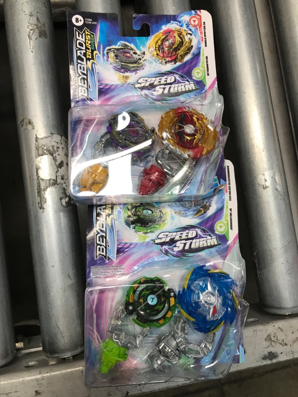 Photo 2 of 2 Pack Beyblade Burst Surge Speedstorm Evo Helios Blazebringer and Jormuntor J6 Spinning Top Dual Pack