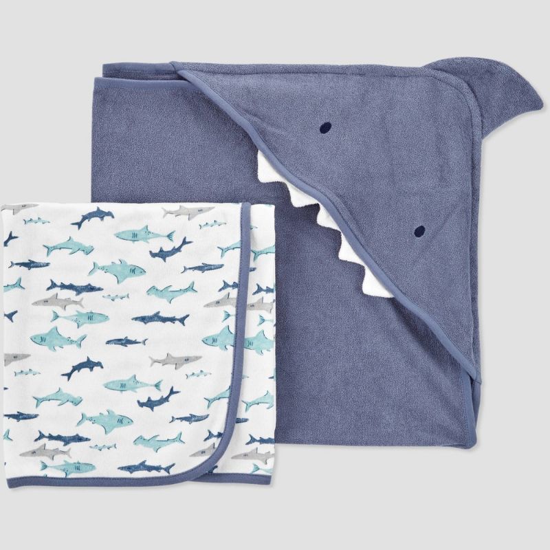 Photo 1 of 2 of -Baby Boys' Shark Hooded Bath Towel - Just One You® Made by Carter's White
