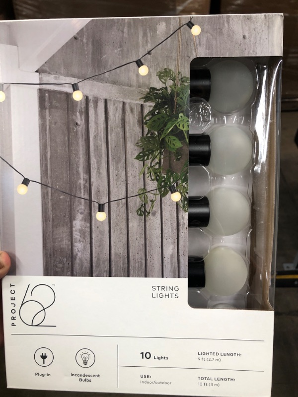 Photo 2 of 10ct Incandescent Outdoor String Lights G40 Frosted White Bulbs - Project 62