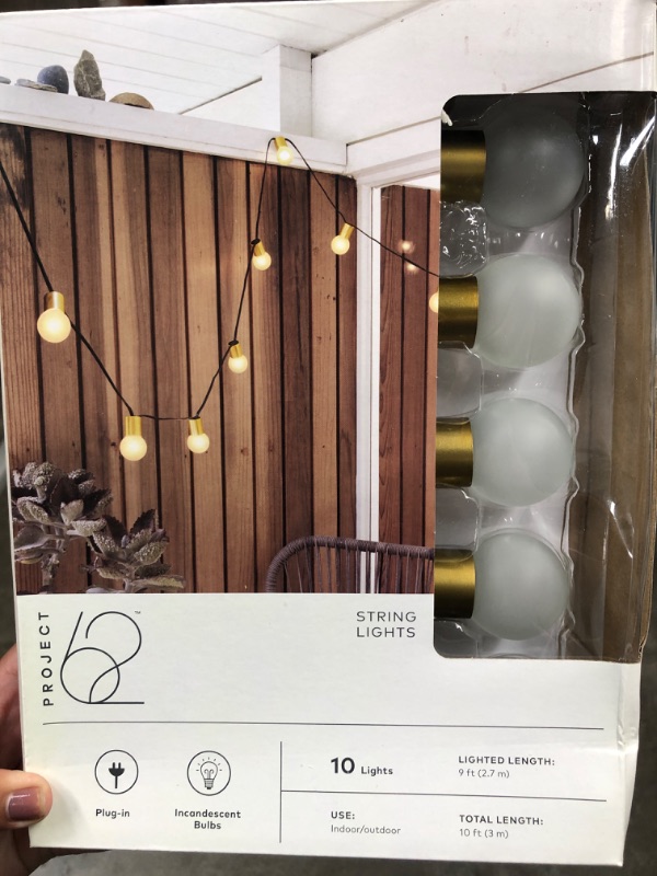 Photo 2 of 10ct Incandescent Outdoor String Lights G40 Frosted White Bulbs - Project 62