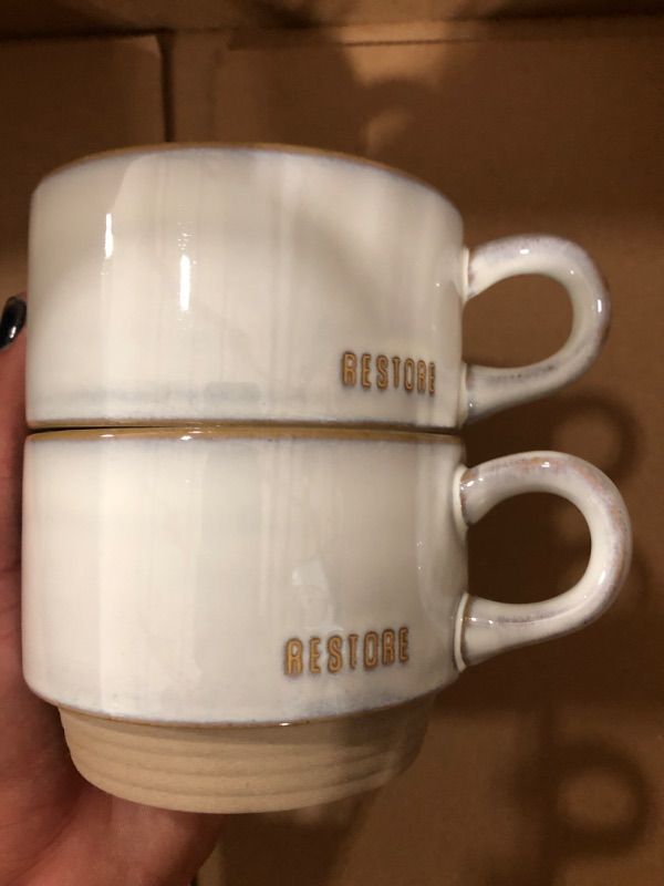 Photo 1 of 2 Pack Hearth & Hand "Restore" Stoneware Stackable 10oz Mugs