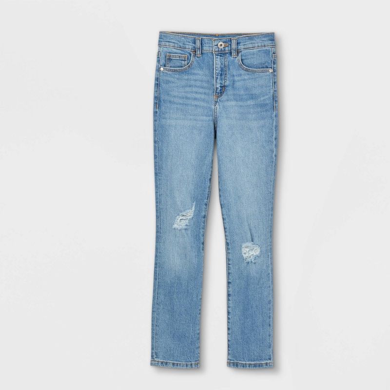 Photo 1 of Girls' Distressed High-Rise Girlfriend Jeans - Art Class™ Medium Wash
Size: 7
