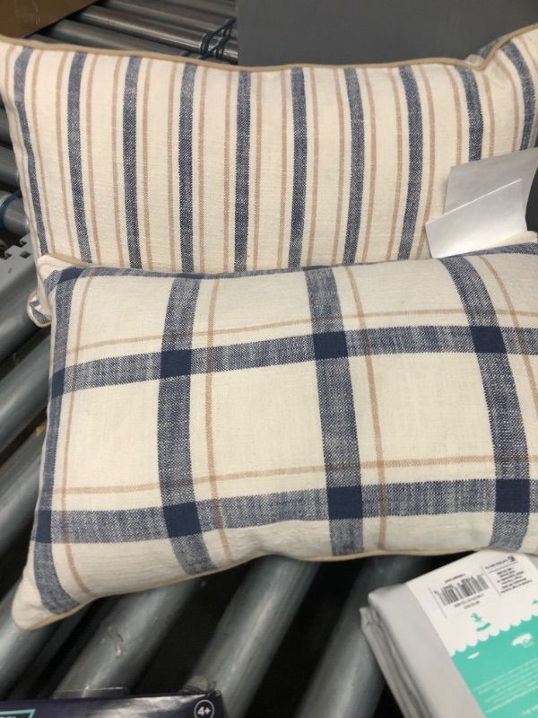 Photo 1 of 2 Woven Striped with Plaid Reverse Throw Pillow - Threshold™
