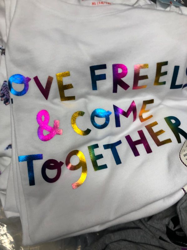 Photo 1 of 4 xl Girls' 'Love Freely' Short Sleeve Graphic T-Shirt - Cat & Jack™
