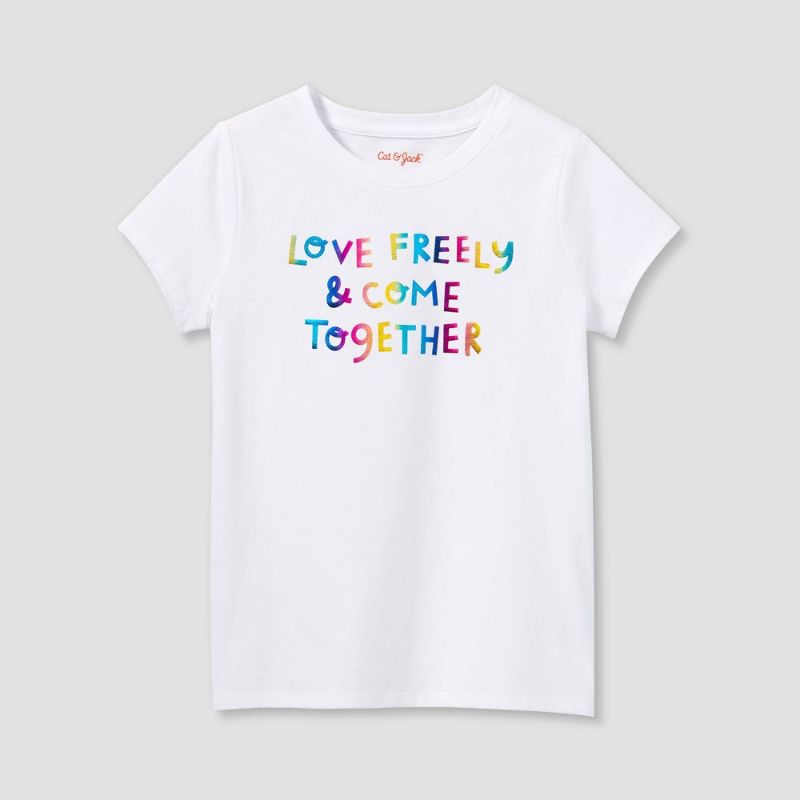 Photo 1 of 4 xl Girls' 'Love Freely' Short Sleeve Graphic T-Shirt - Cat & Jack™
