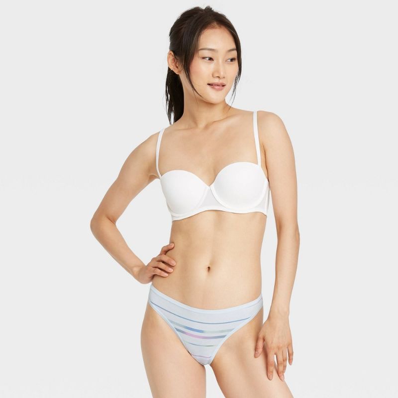 Photo 1 of 3 PACK**Women' Triped Cotton Thong - Auden™ Light Blue
