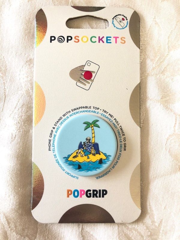 Photo 1 of 2 pack**Popsockets Phone Grip and Stand Skeleton on Island Palm Tree and Sharks NIB
