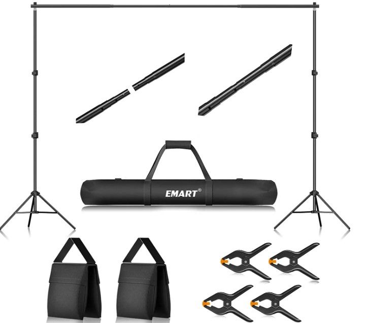 Photo 1 of  Photo Video Studio 10Ft Adjustable Background Stand Backdrop Support System Kit with Carry Bag
