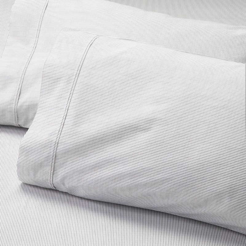 Photo 1 of 2pk Cotton Percale Microstripe Pillowcase Set /Sour Cream - Hearth & Hand™ with Magnolia Size: King Railroad Gray