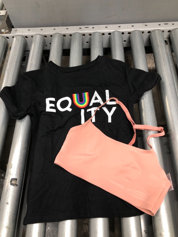 Photo 1 of 2 Sets of Girls T Shirt Equality and Auden Bra Top Size XS/S