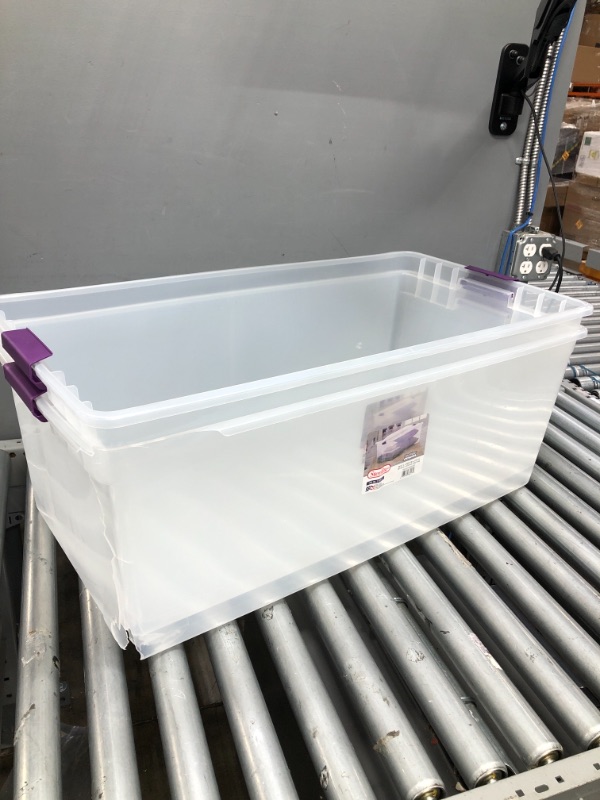 Photo 1 of 2 Packs of Sterilite 110qt Clear View Storage Bin (No Lids) *Major Edges Cracks Damages*