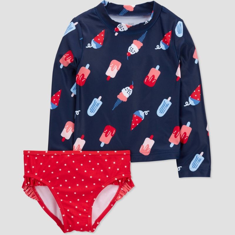 Photo 1 of Carter's Just One You® Toddler Girls' Long Sleeve Popsicles Print 2pc Rash Guard Set - Red/White/Blue Size: 5T

