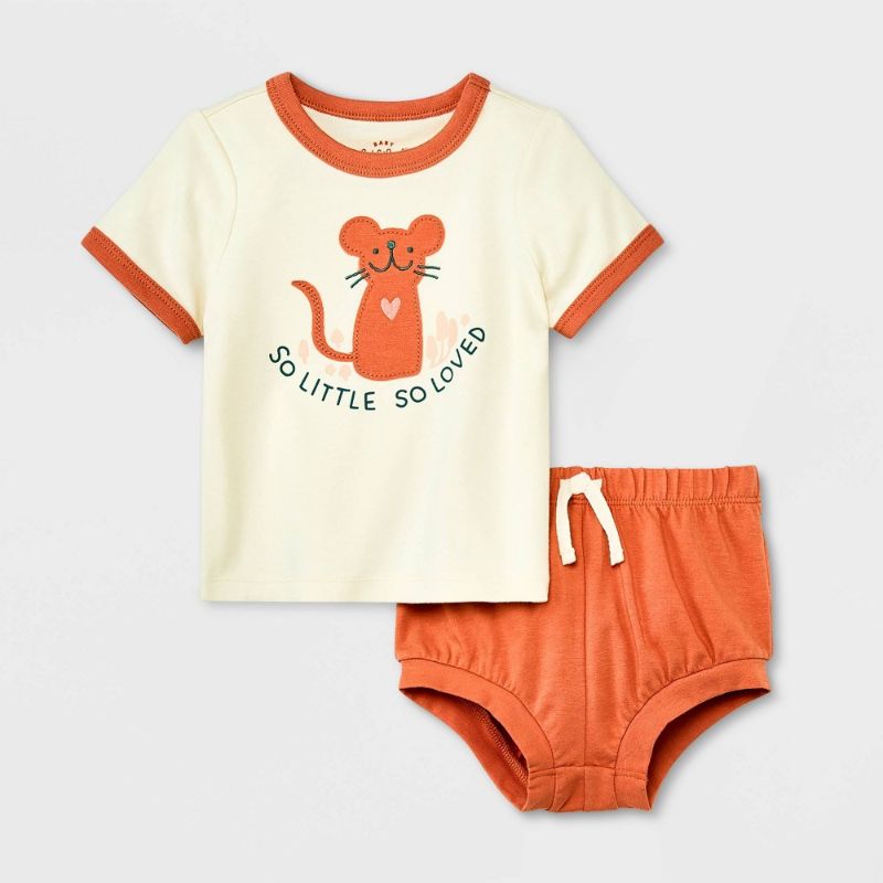 Photo 1 of 2 PACK**Baby Boys' Little Mouse Top & Bottom Set - Cat & Jack™ Off-White 12M
