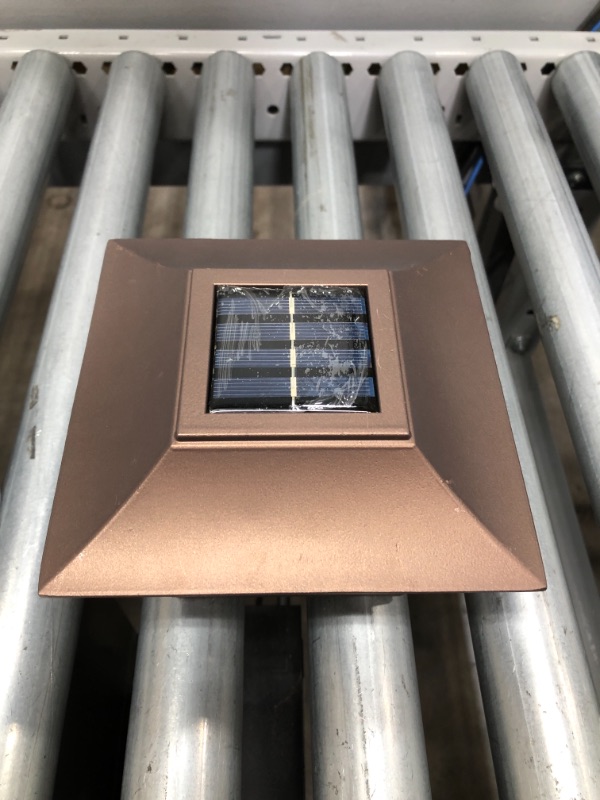 Photo 4 of GreenLighting - Solar Post Lights - Solar Deck Post Top LED Lights - Solar Fence Post Lights - Solar LED Post Cap Light for 4X4 Wood, 6X6 PVC - (#6 Sleek, 12 Pack, Bronze Aluminum)
