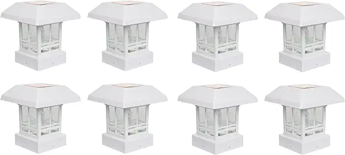 Photo 1 of GreenLighting 8 Pack Trophy 15 Lumen Solar Powered LED Post Cap Light for 4x4 or 5x5 Posts (White)
