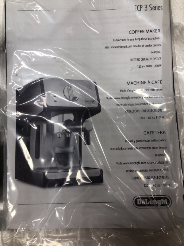 Photo 2 of De'Longhi ECP3420 Bar Pump Espresso and Cappuccino Machine, 15", Black
