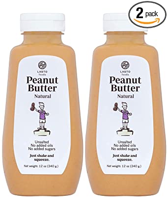 Photo 1 of *EXPIRES Jan 2023*
LASTO Foods Peanut Butter - Natural Nut Butter w/ a Convenient Squeezable Bottle - Unsalted Nut Spread w/ No Added Oils or Sugar - Delicious, Healthy & Keto-friendly - (2 Pack, 12oz)
