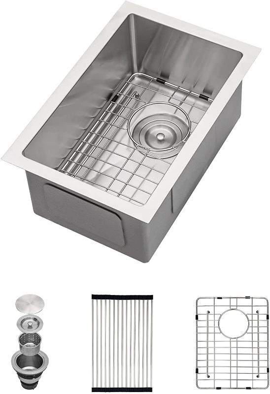 Photo 1 of 10 Inch Bar Prep Kitchen Sink - Mocoloo 10" Small 16 Gauge Undermount Stainless Steel Single Bowl RV Sinks 10x18 In