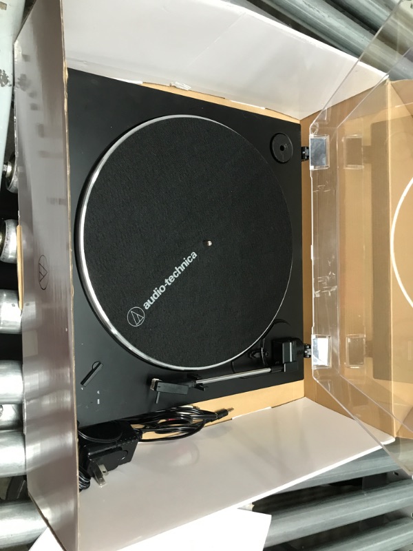 Photo 2 of Audio-Technica AT-LP60X-BK Fully Automatic Belt-Drive Stereo Turntable, Black, Hi-Fi, 2 Speed, Dust Cover, Anti-Resonance, Die-Cast Aluminum Platter