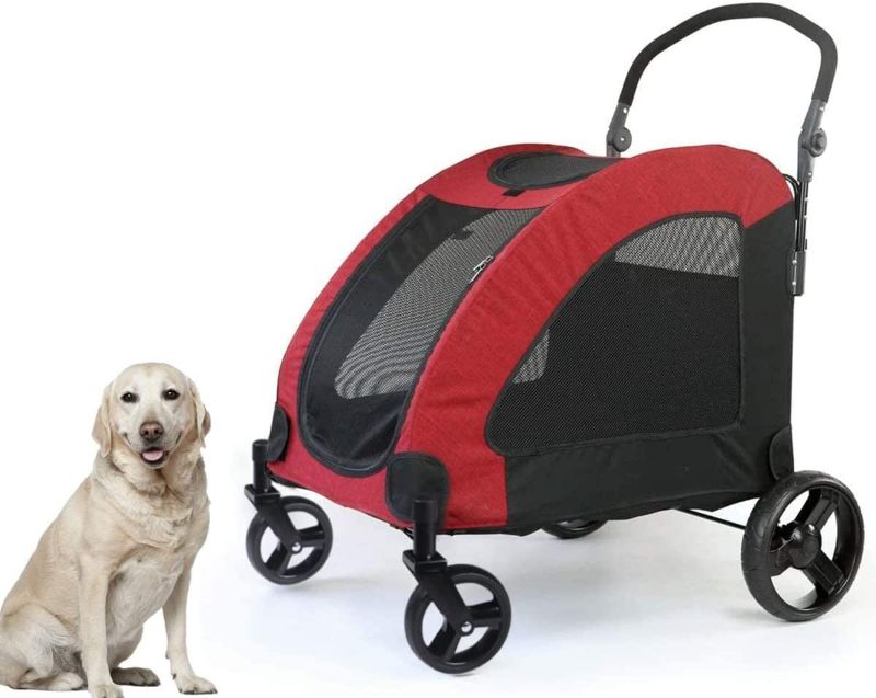 Photo 1 of (blue not red)Totoro ball 4 Wheel Dog Stroller for Large or 2 Dogs for Jogger Wagon Foldable Travel Carriage Can Easily Walk in/Out Up to 133 lbs
