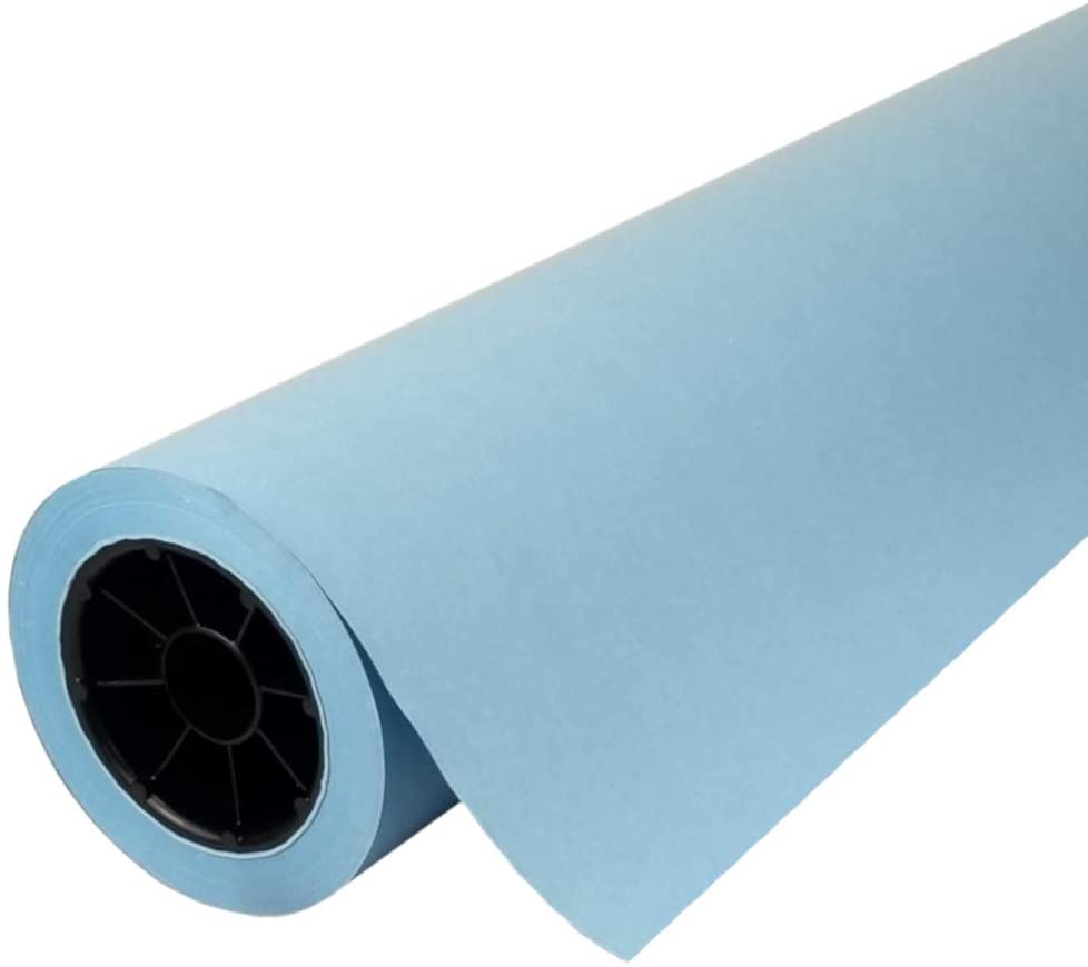 Photo 1 of Light Blue Kraft Paper Roll | 48" x 200’ (2,400”) | Best Colored Paper for Art & Crafts, Bulletin Boards, Gift Wrapping, Table Runner, and Decorations