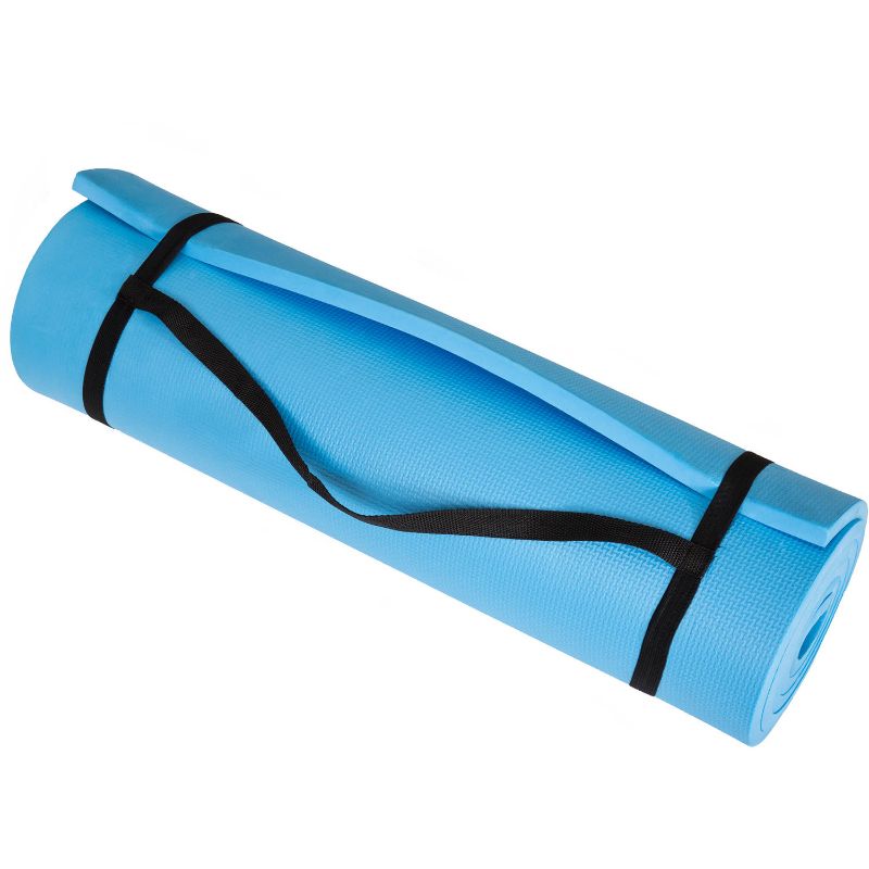 Photo 1 of 80-5136-BLUE Non Slip Comfort Foam Durable Extra Thick Yoga Mat for Fitness, Pilates & Workout with Carrying Strap - Light Blue