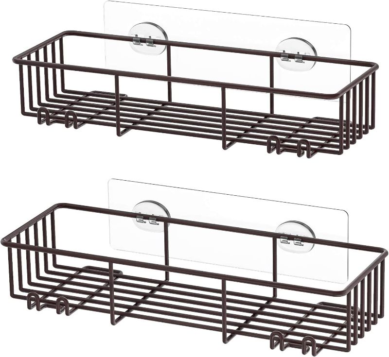 Photo 1 of 3- SMARTAKE 2-Pack Shower Caddy, Rustproof Bathroom Shelf Organizer SUS304 Stainless Steel Wall Rack for Dorm, Toilet, Bath and Kitchen, Black