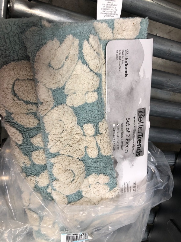 Photo 1 of Better Trends Medallion Microfiber Collection is Ultra Soft, Plush and Absorbent Tufted Bath Mat Rug 100 Percent Micro Polyester in Vibrant Colors,24" x 36" Rectangle,Gray