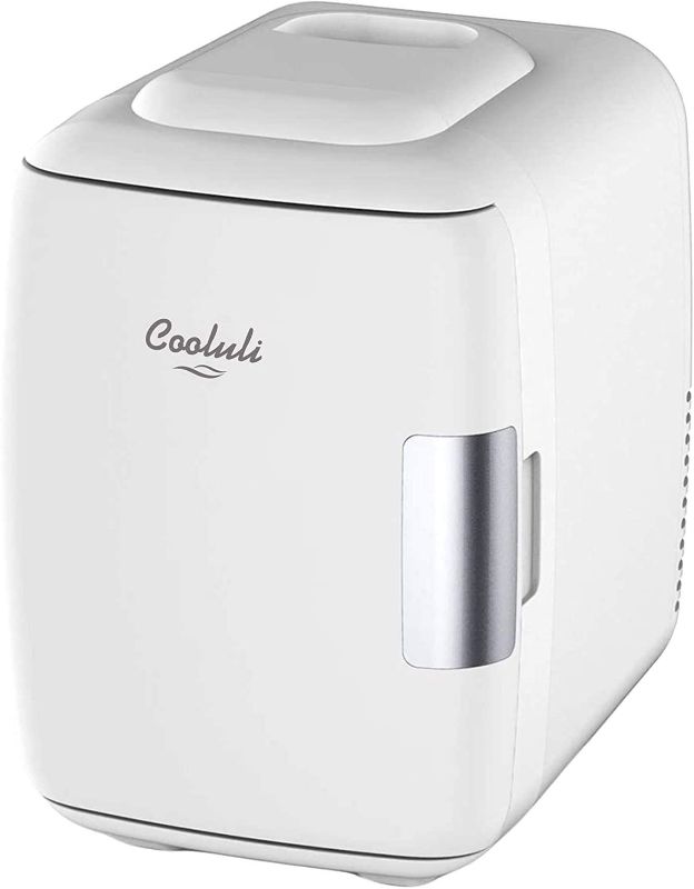 Photo 1 of Cooluli Skincare Mini Fridge for Bedroom - Car, Office Desk & Dorm Room - Portable 4L/6 Can Electric Plug In Cooler & Warmer for Food, Drinks, Beauty & Makeup - 12v AC/DC & Exclusive USB Option,